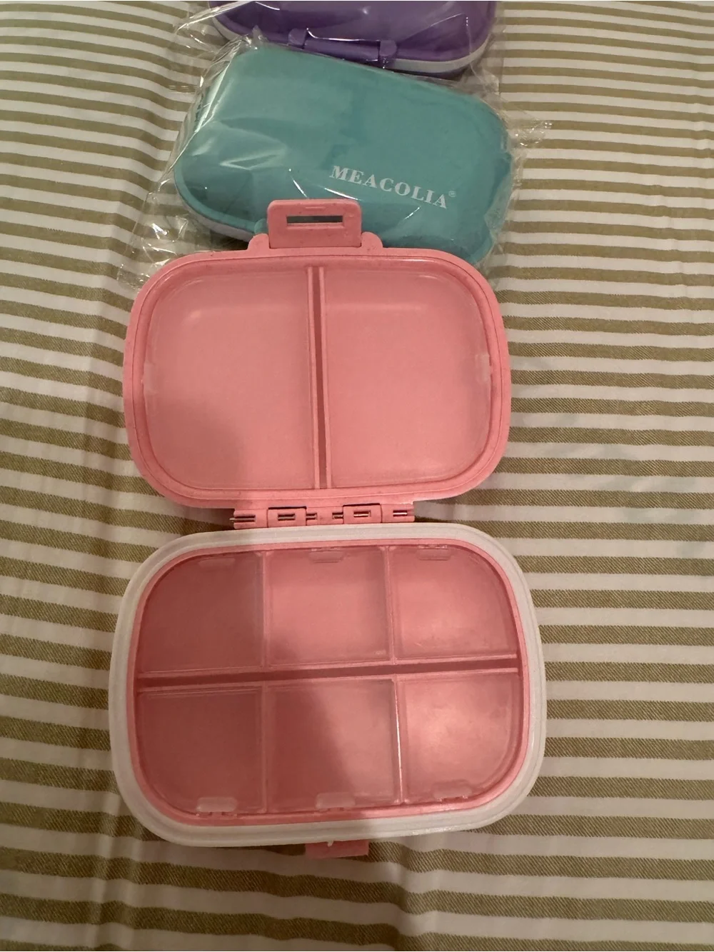 Set of 3 pill boxes - Pink, Teal, Purple